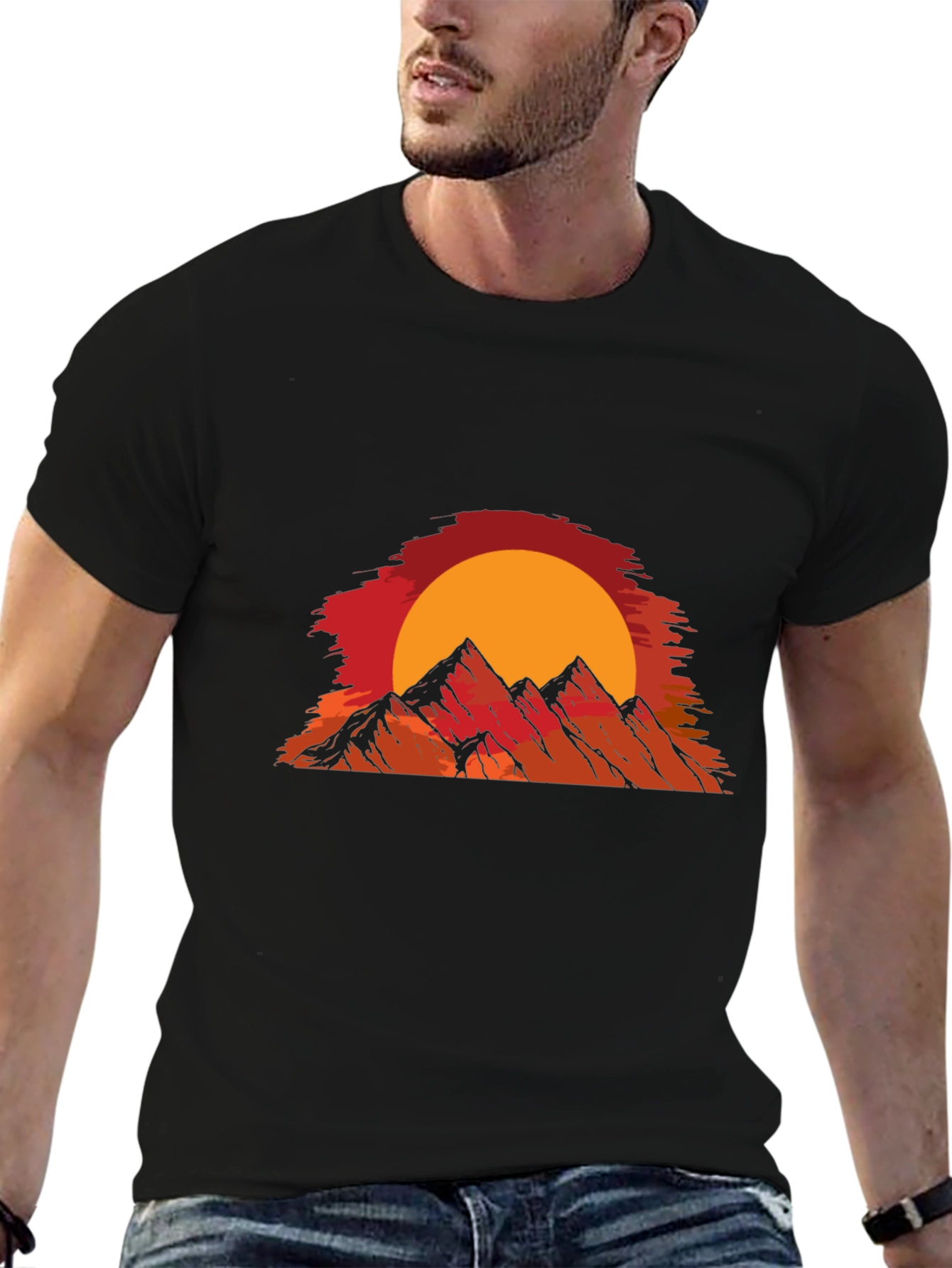 Sunset Mountain Graphic T-Shirt - Black