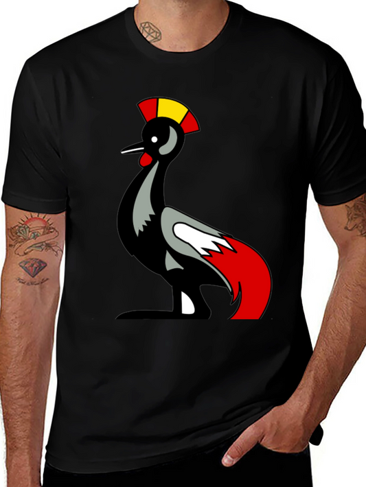 Mens Black T-Shirt with Bird Graphic