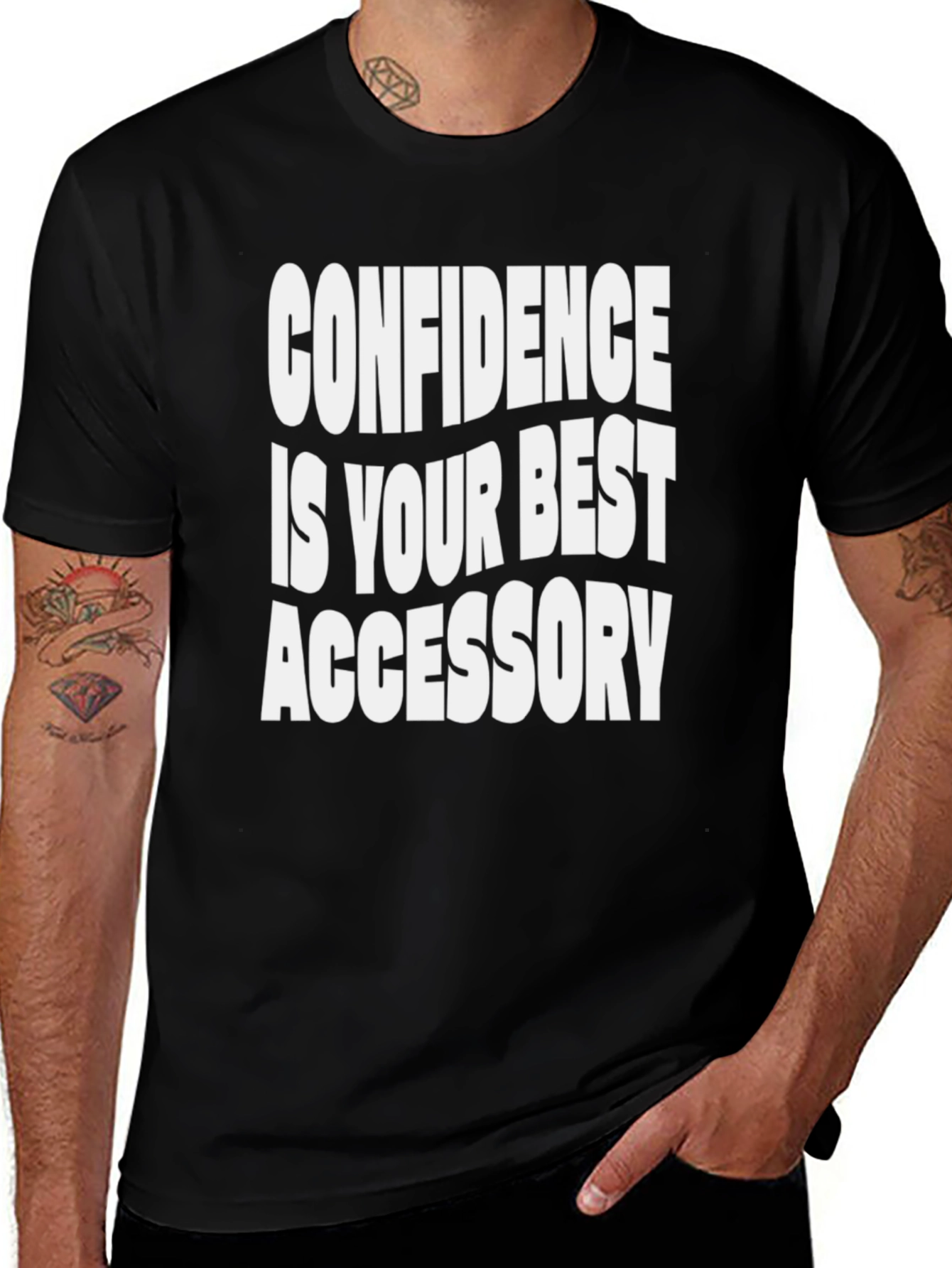 Confidence Accessory Graphic Tee - Black Cotton