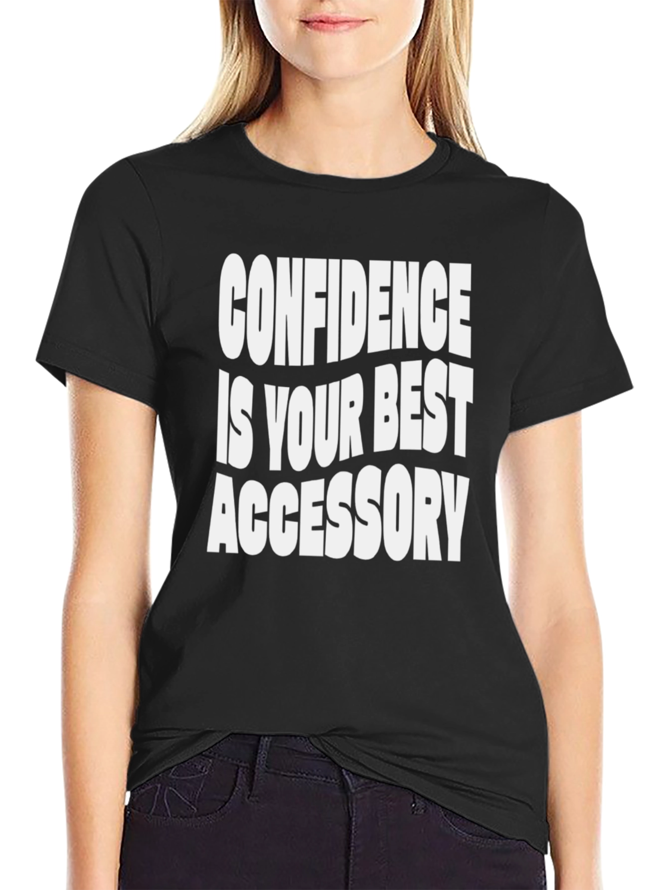 Confidence Accessory Graphic Tee - Black Cotton