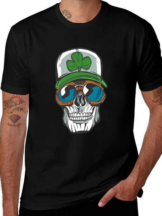 Skull with Shamrock Hat T-Shirt