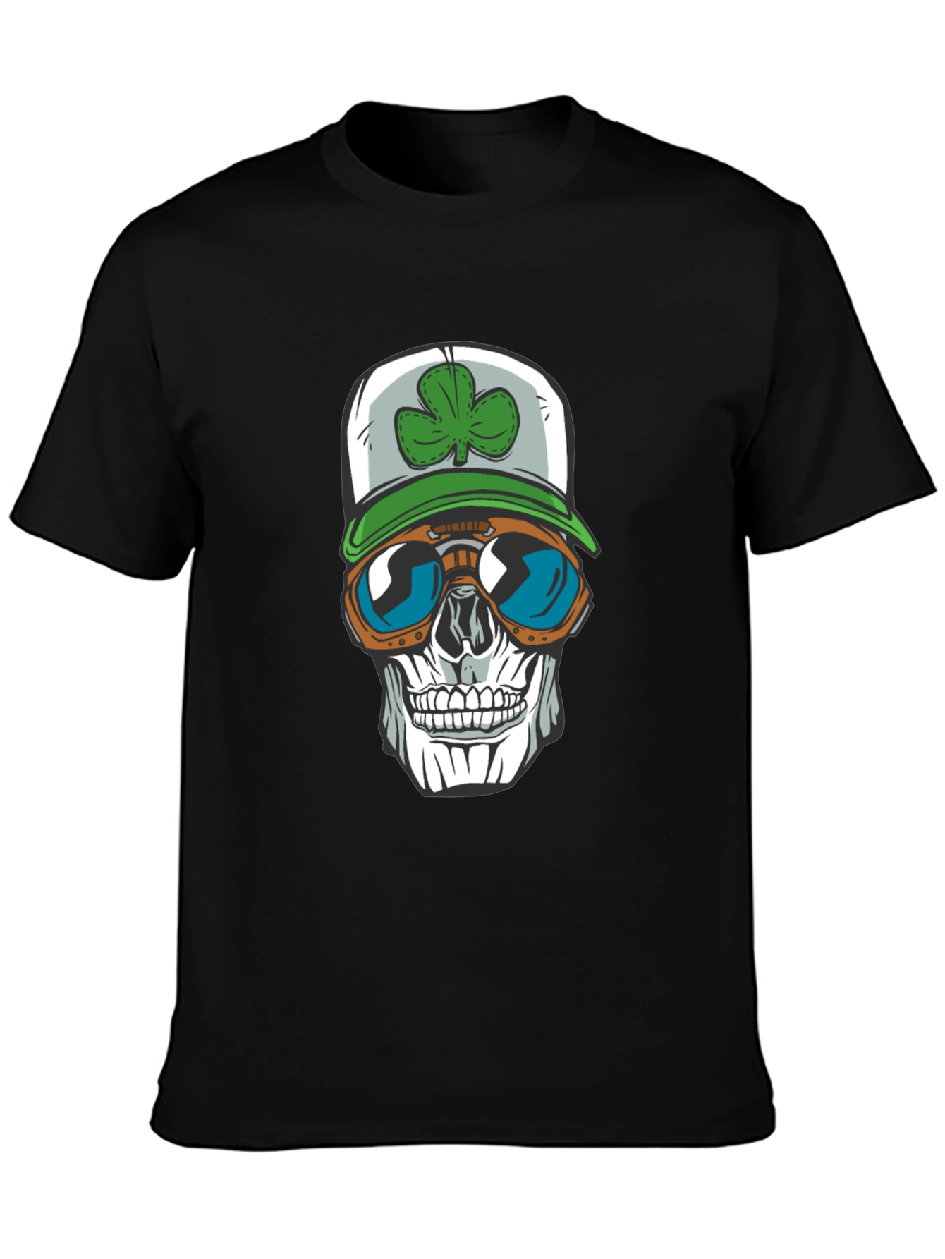 Skull with Shamrock Hat T-Shirt