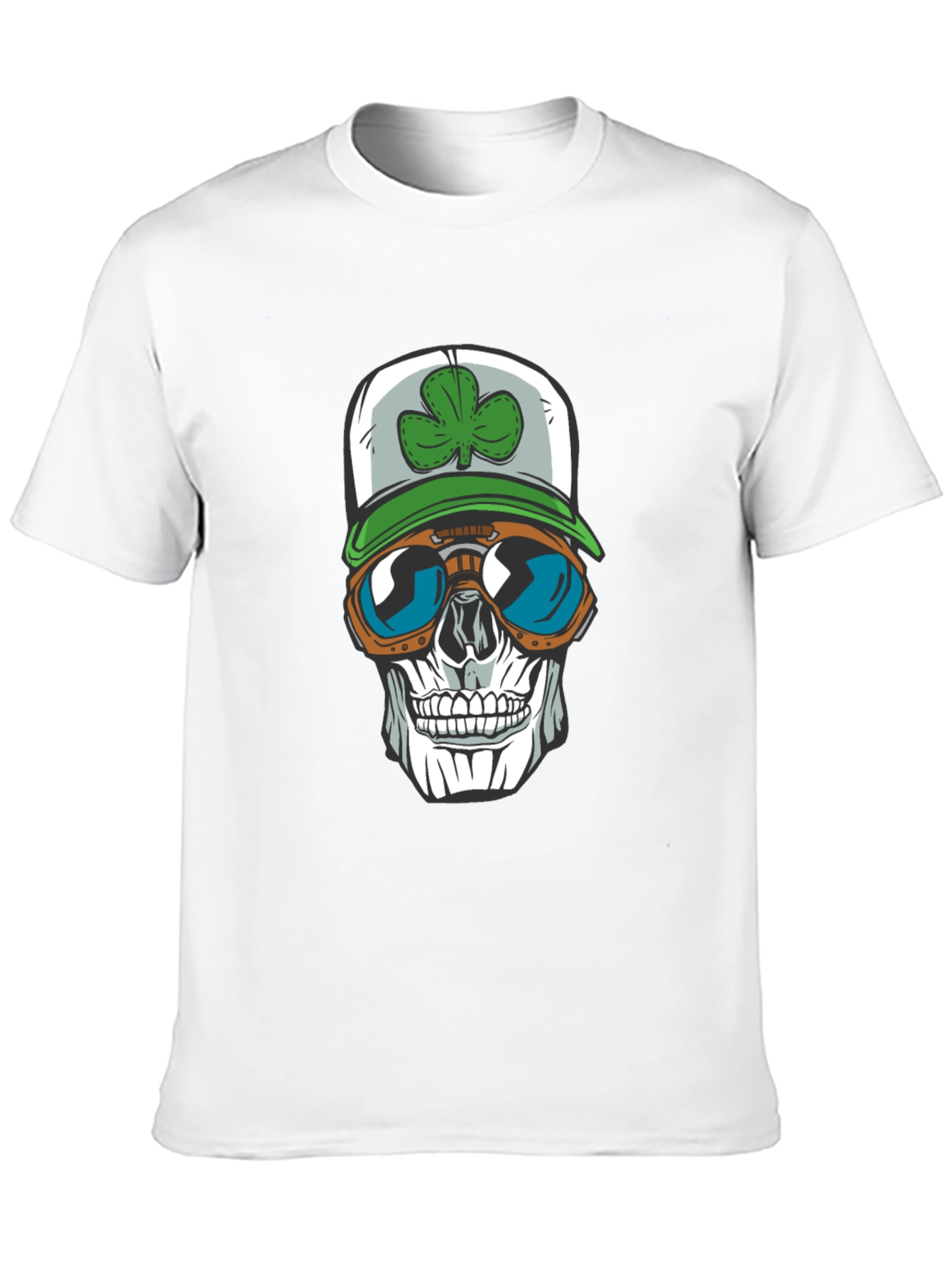 Skull with Shamrock Hat T-Shirt