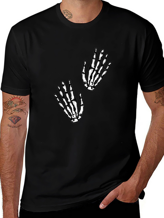 Skeleton Hand Graphic Tee - Black Cotton Blend