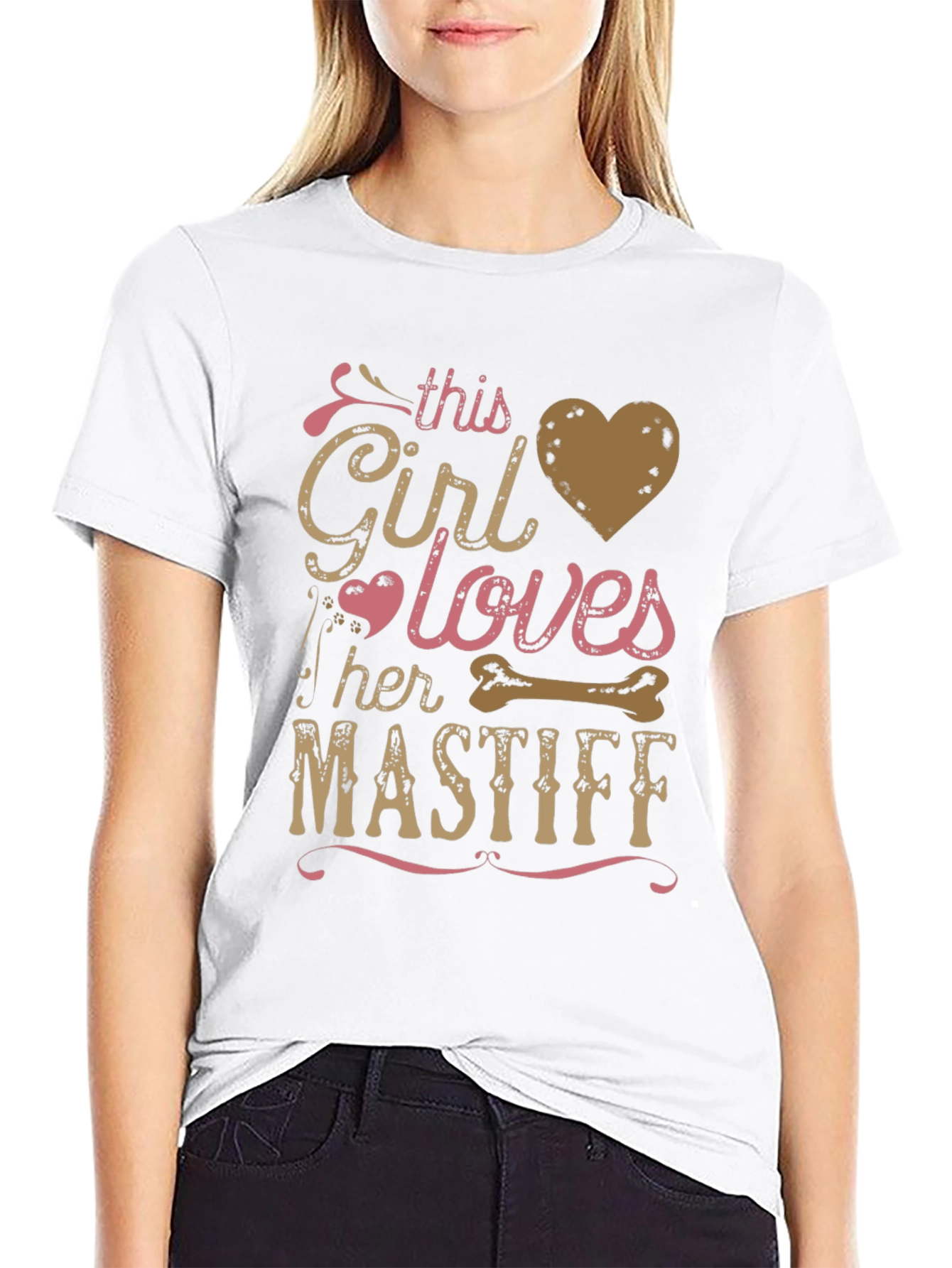 Girl Loves Her Mastiff T-Shirt - Dog Breed Tee