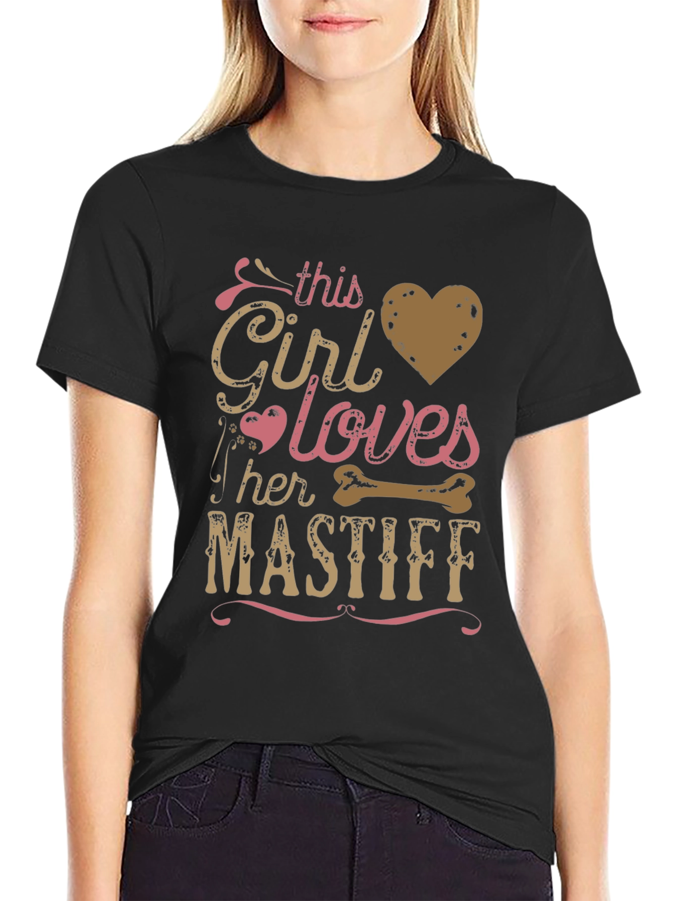 Girl Loves Her Mastiff T-Shirt - Dog Breed Tee
