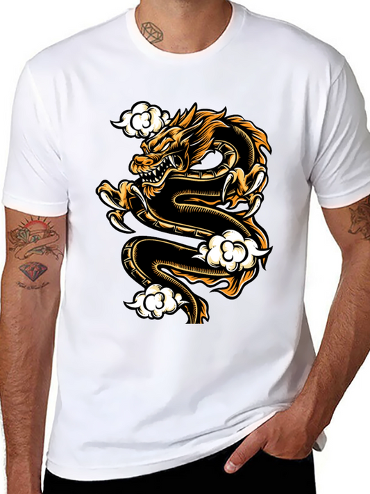 Dragon Graphic Tee - Black Crew Neck T-Shirt