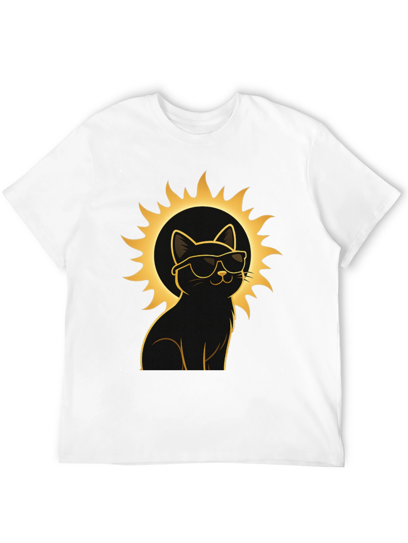 Cool Cat Sun Graphic Tee - Black Cotton T-Shirt