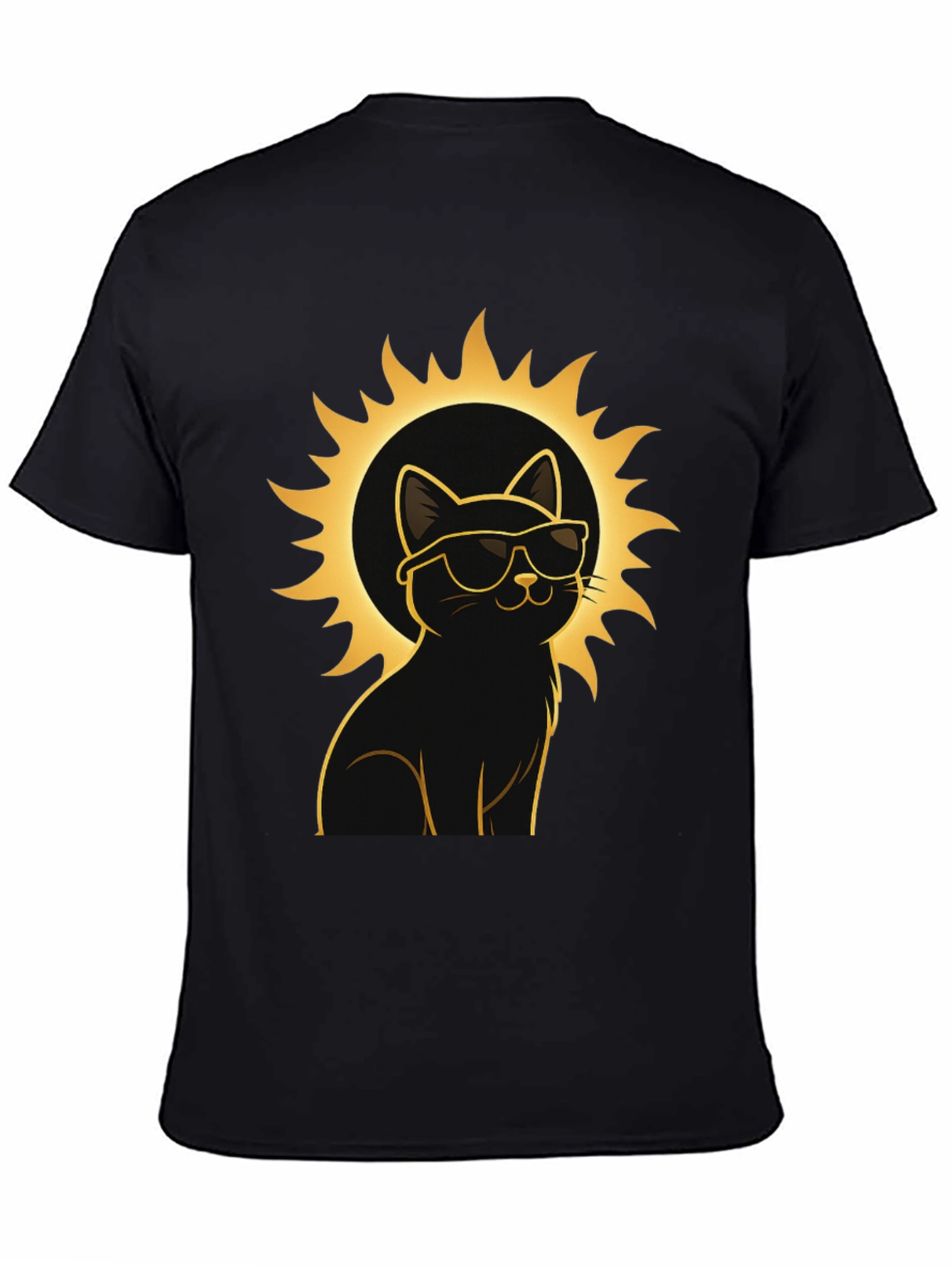 Cool Cat Sun Graphic Tee - Black Cotton T-Shirt