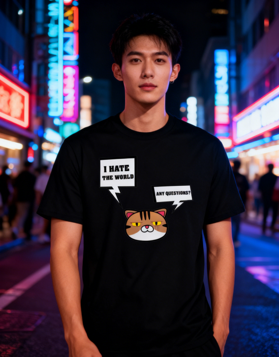 'Grumpy Cat Attitude' Graphic Tee - I HATE THE WORLD