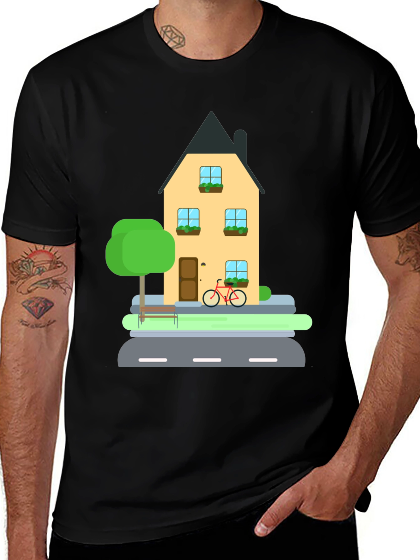 House and Bike Graphic Tee