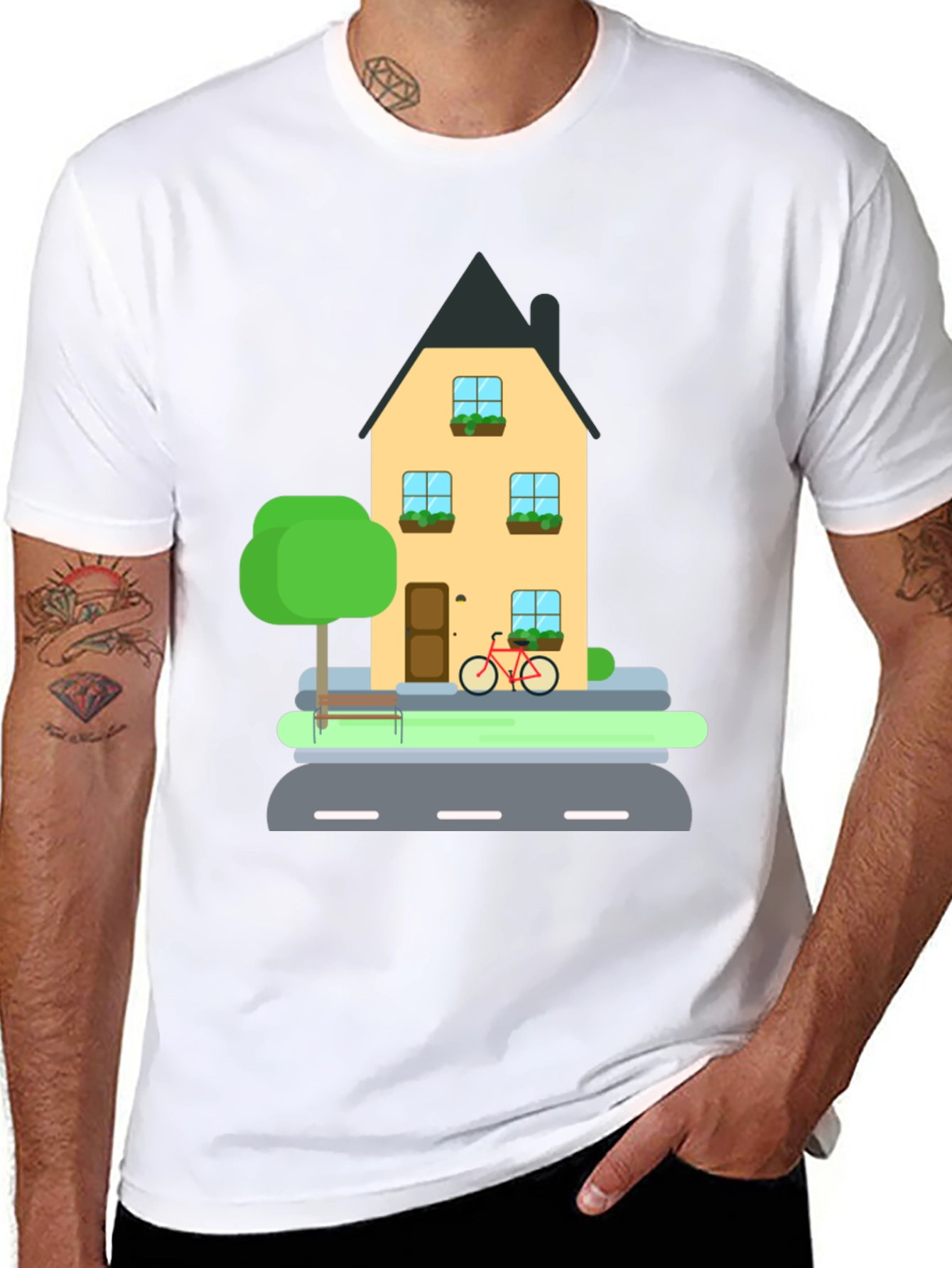 House and Bike Graphic Tee