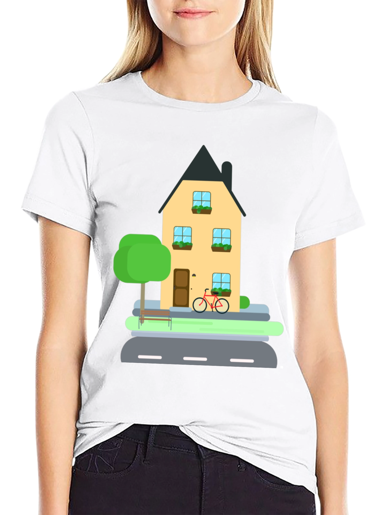 House and Bike Graphic Tee