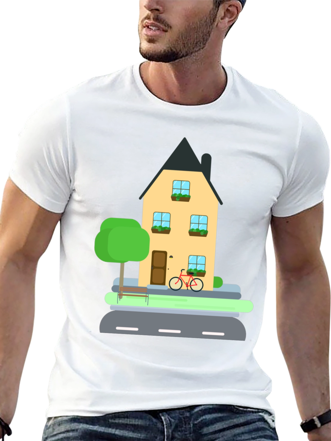 House and Bike Graphic Tee