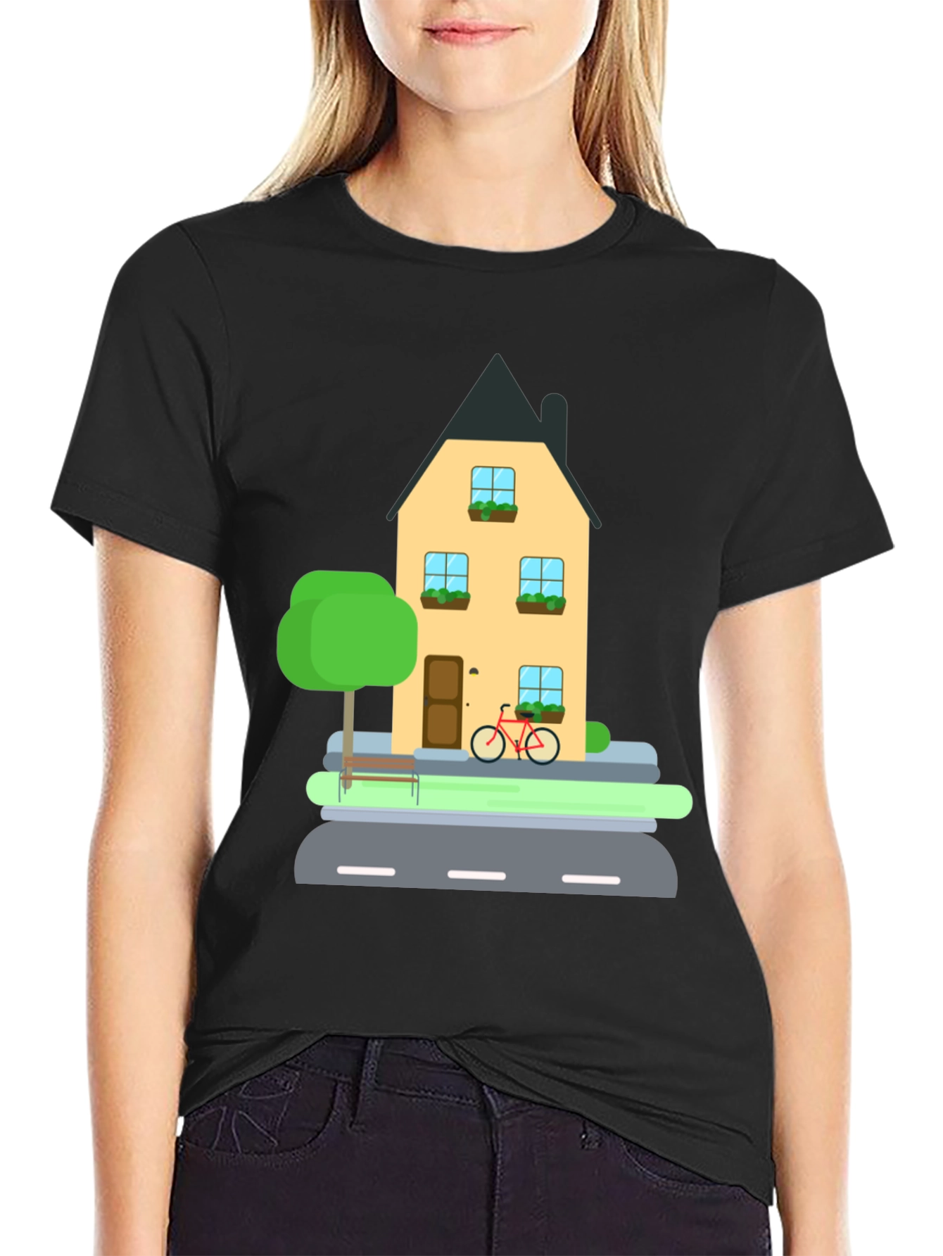 House and Bike Graphic Tee
