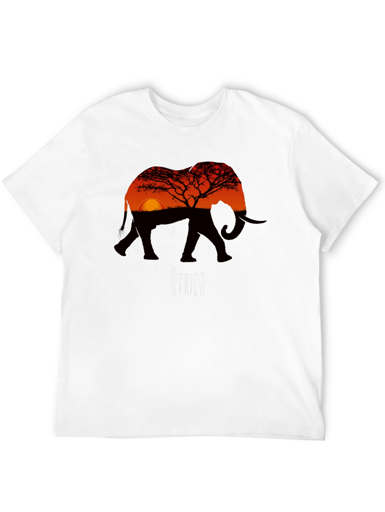 African Sunset Elephant Graphic Tee - Mens Black T-Shirt