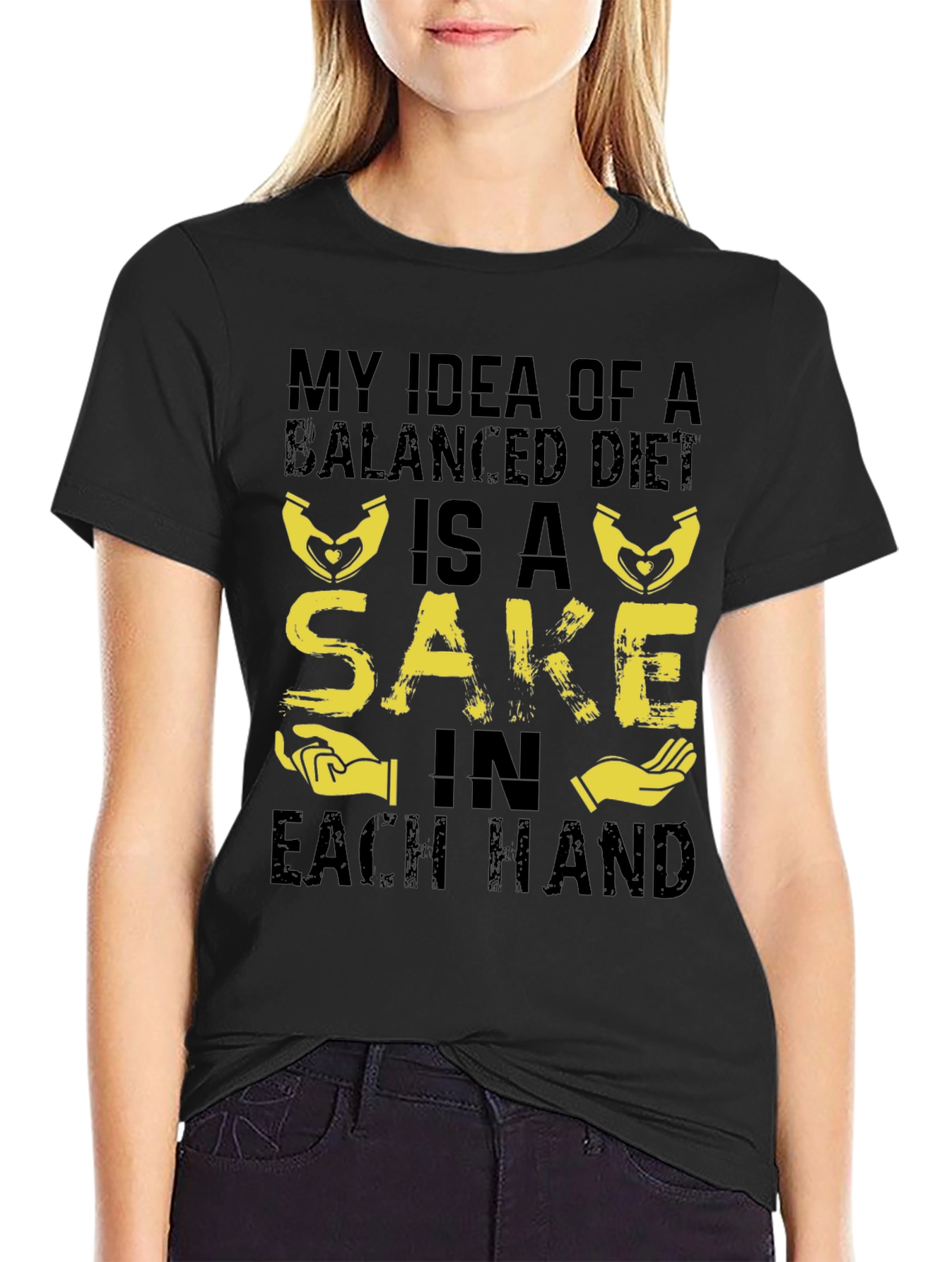 Balanced Diet Sake Hand T-Shirt - Funny Graphic Tee