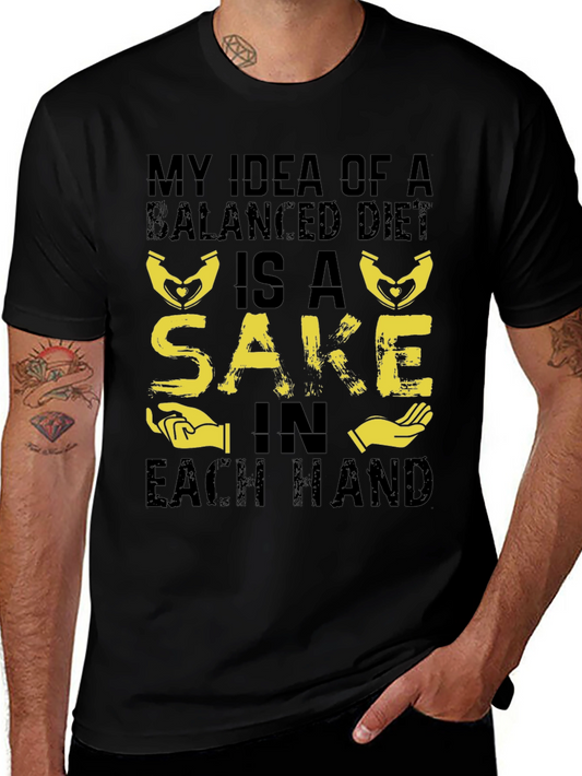 Balanced Diet Sake Hand T-Shirt - Funny Graphic Tee