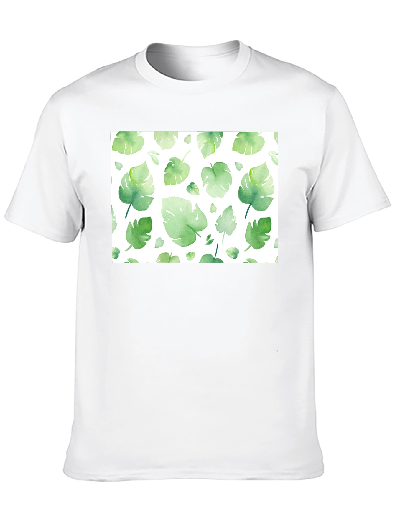 Tropical Leaf Print Black T-Shirt