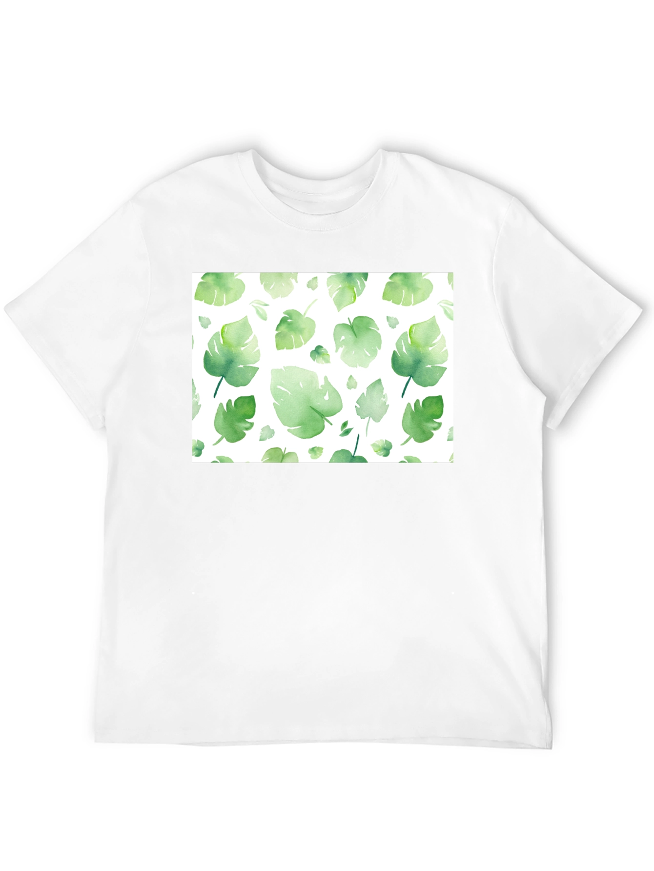 Tropical Leaf Print Black T-Shirt