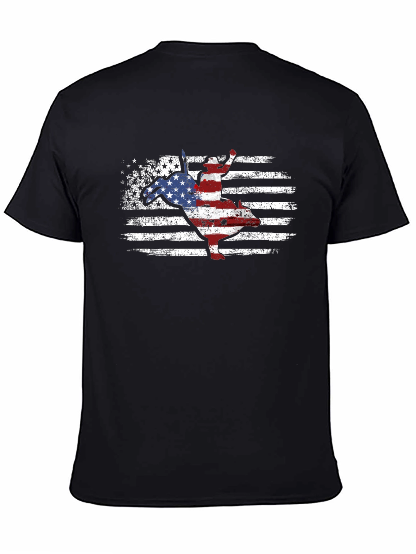 American Flag Bull Riding T-Shirt