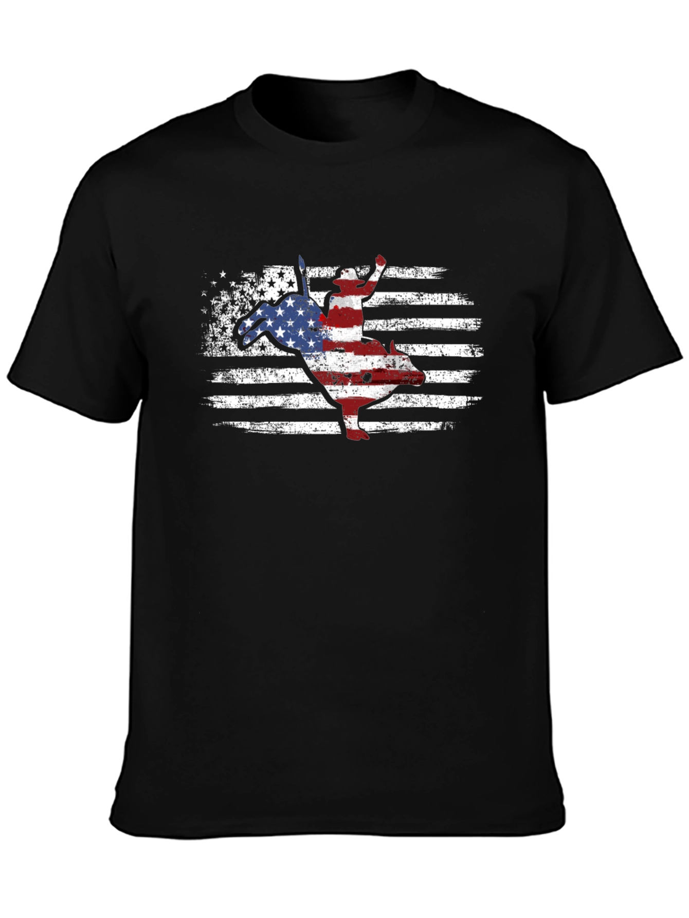 American Flag Bull Riding T-Shirt