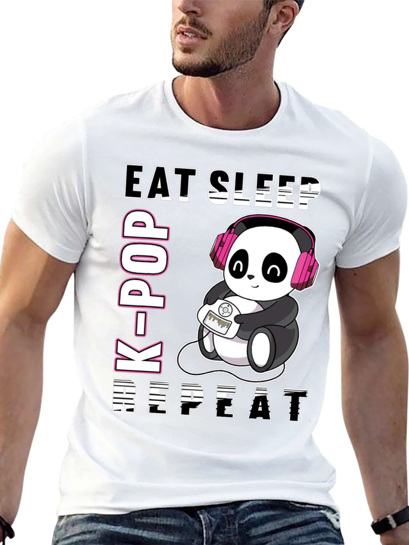 Eat Sleep K-Pop Repeat Panda T-Shirt