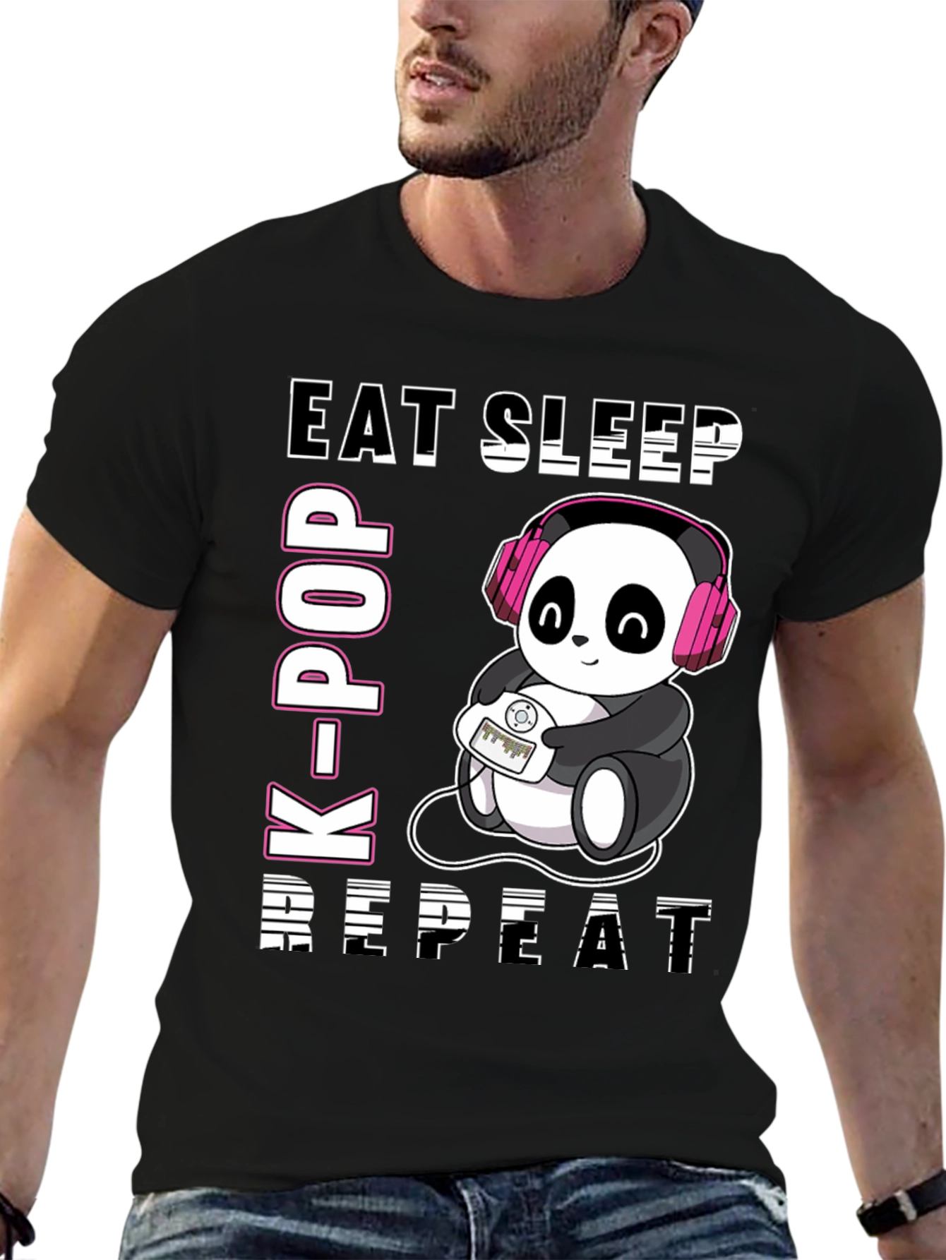 Eat Sleep K-Pop Repeat Panda T-Shirt