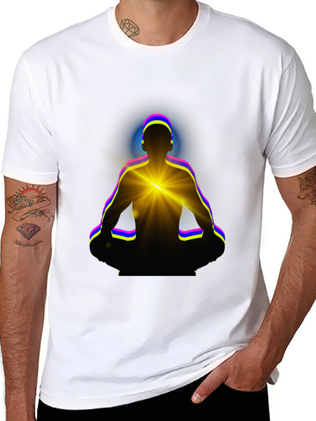 Zen Meditation Graphic Tee - Black Cotton T-Shirt