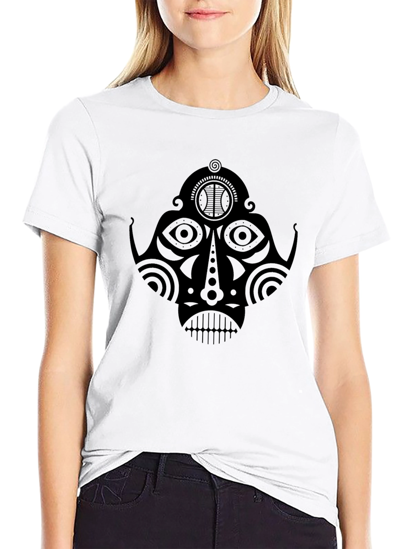 Tribal Mask Graphic Black T-Shirt