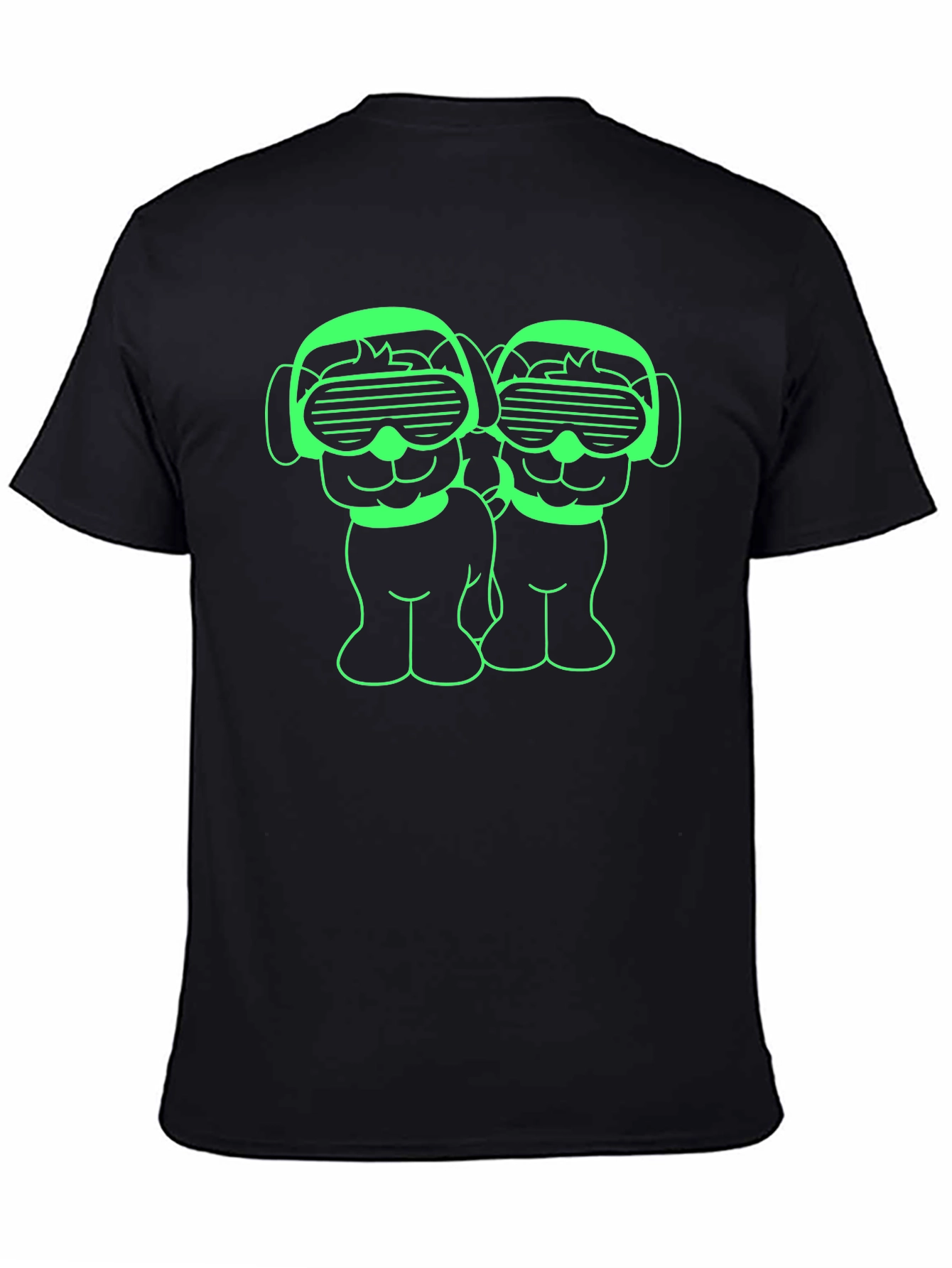 Neon Dogs T-Shirt - Black Cotton Blend