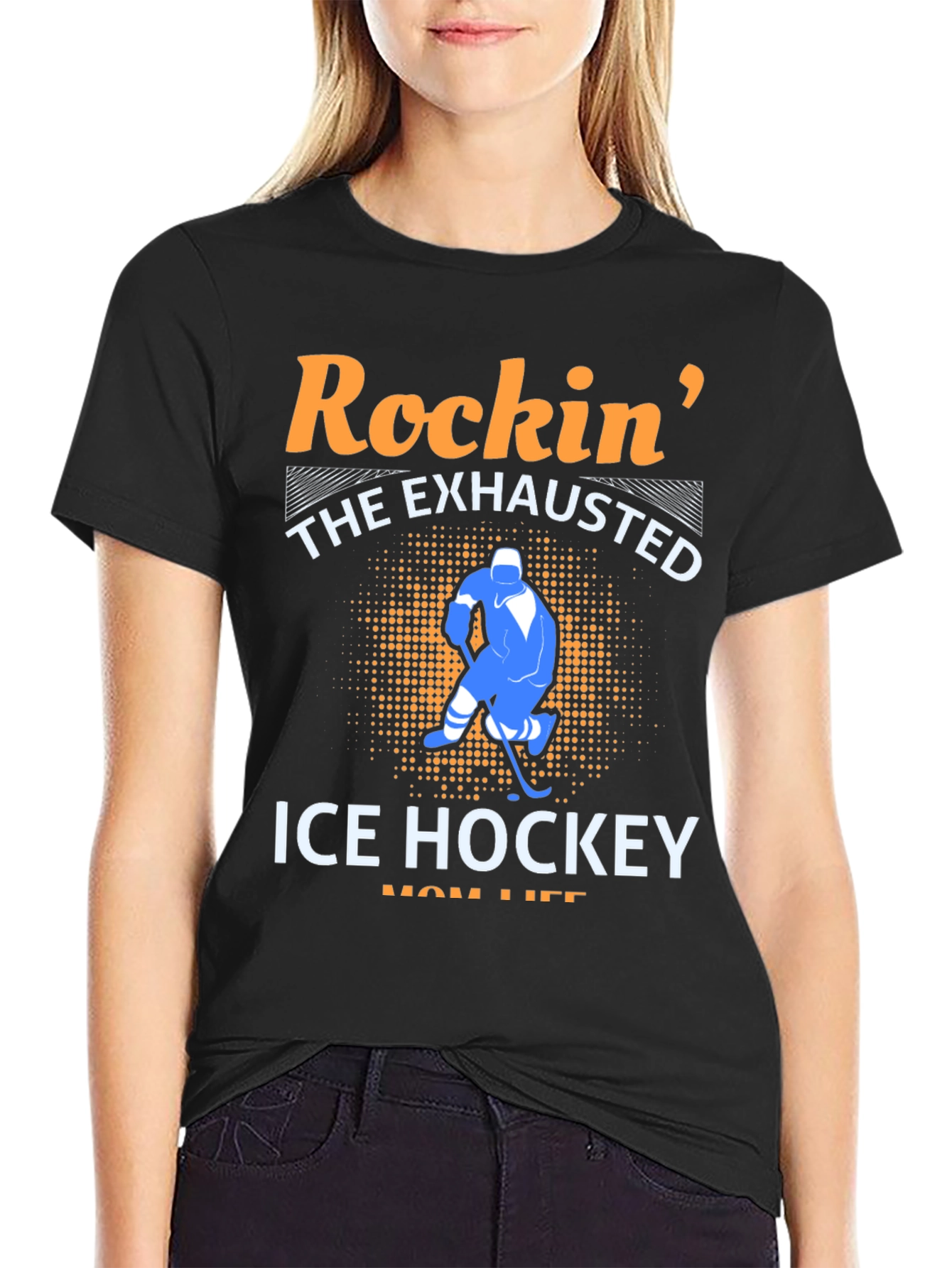Rockin The Exhausted Ice Hockey Mom Life T-Shirt