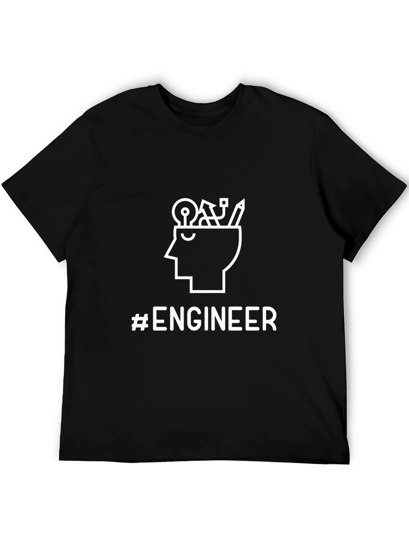 #Engineer Black Graphic T-Shirt - Thinker Design