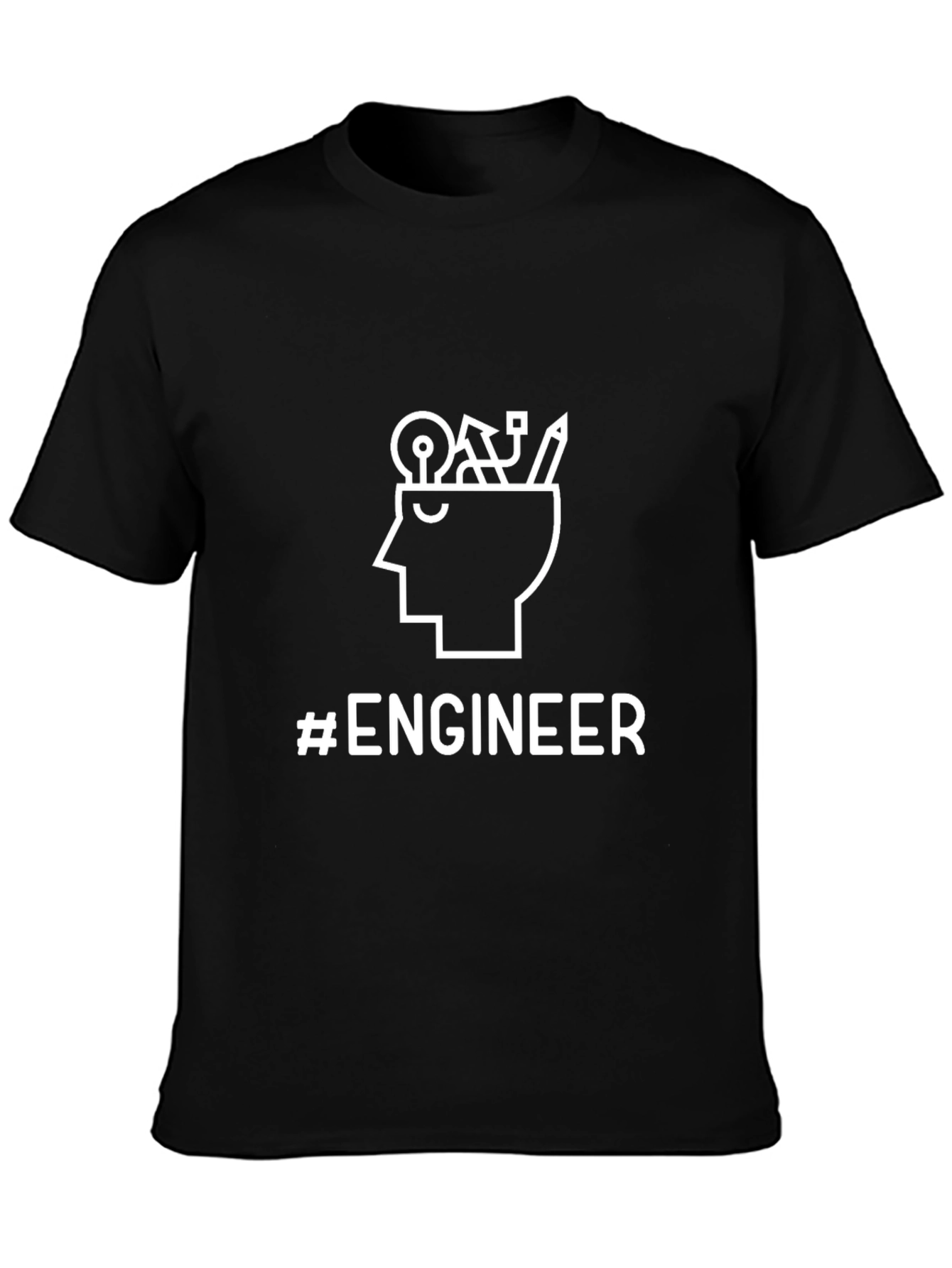 #Engineer Black Graphic T-Shirt - Thinker Design