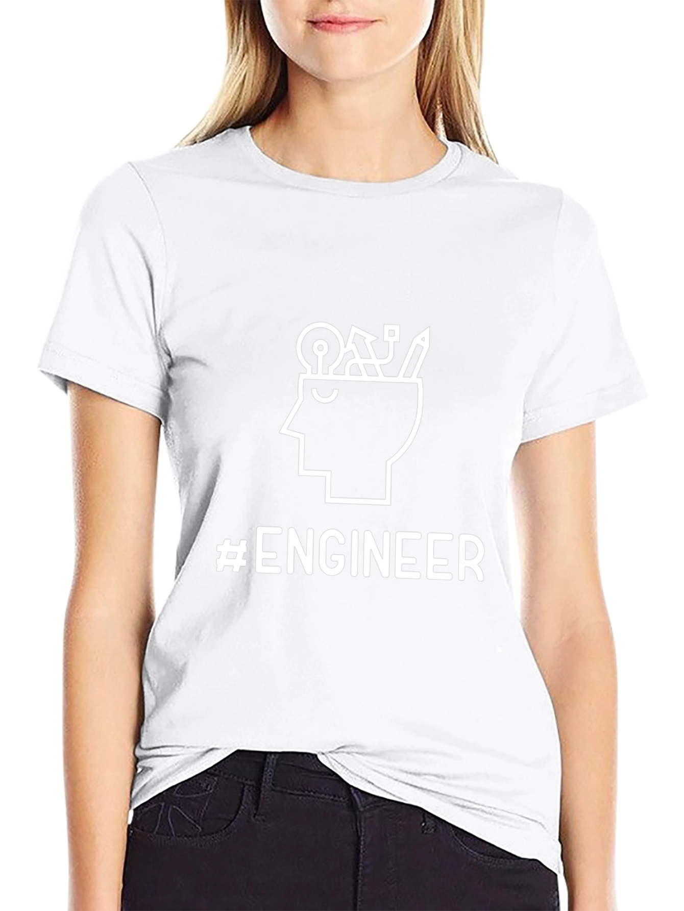 #Engineer Black Graphic T-Shirt - Thinker Design