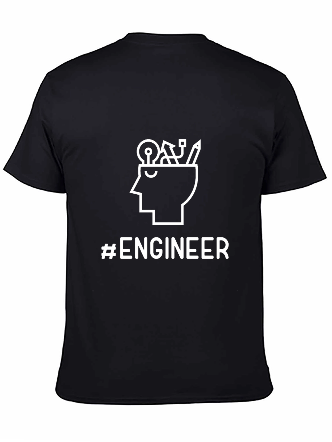 #Engineer Black Graphic T-Shirt - Thinker Design