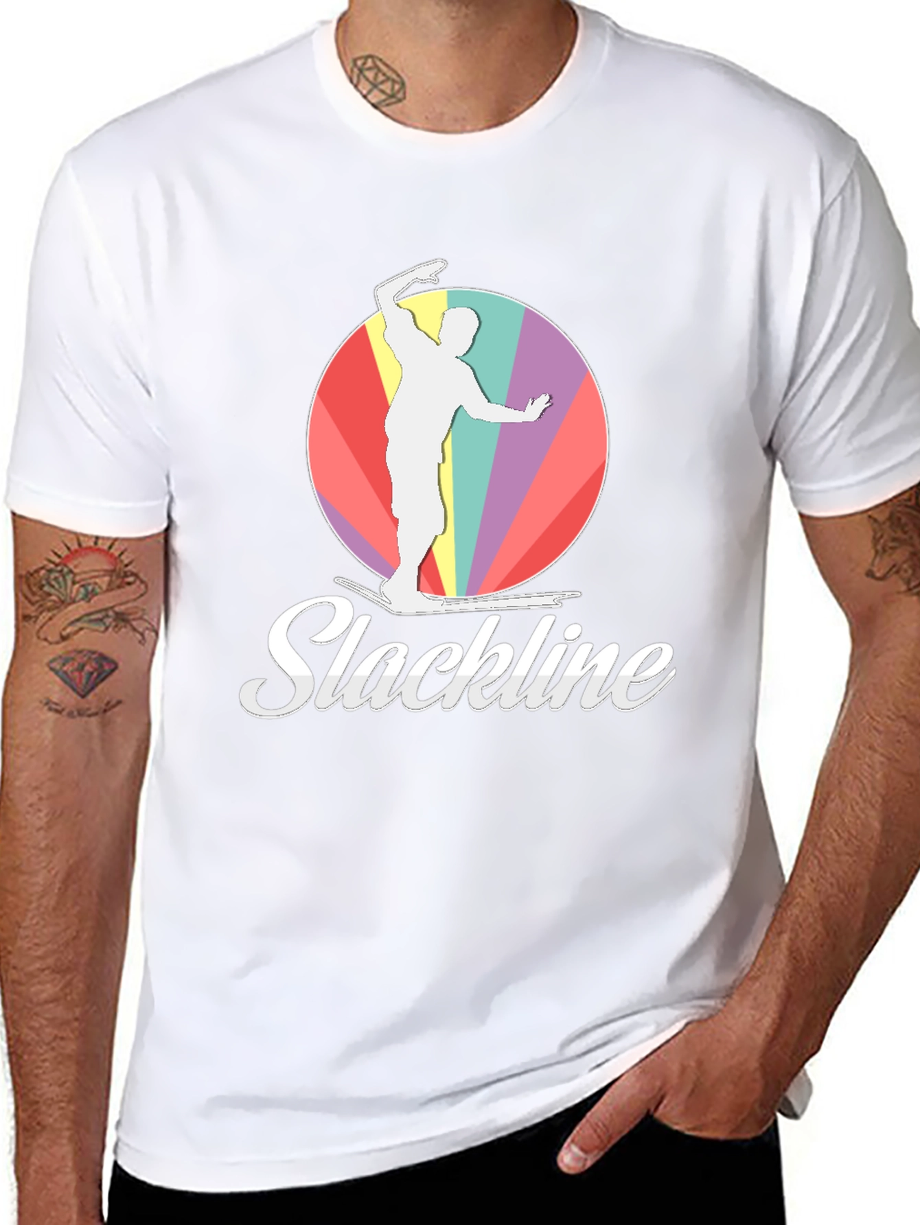 Slackline T-Shirt: Retro Balance Art Tee