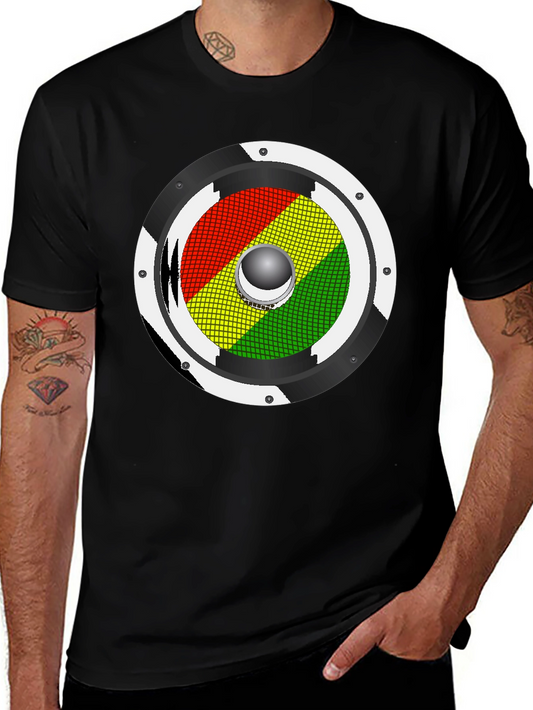 Rasta Speaker Graphic Tee - Black Cotton
