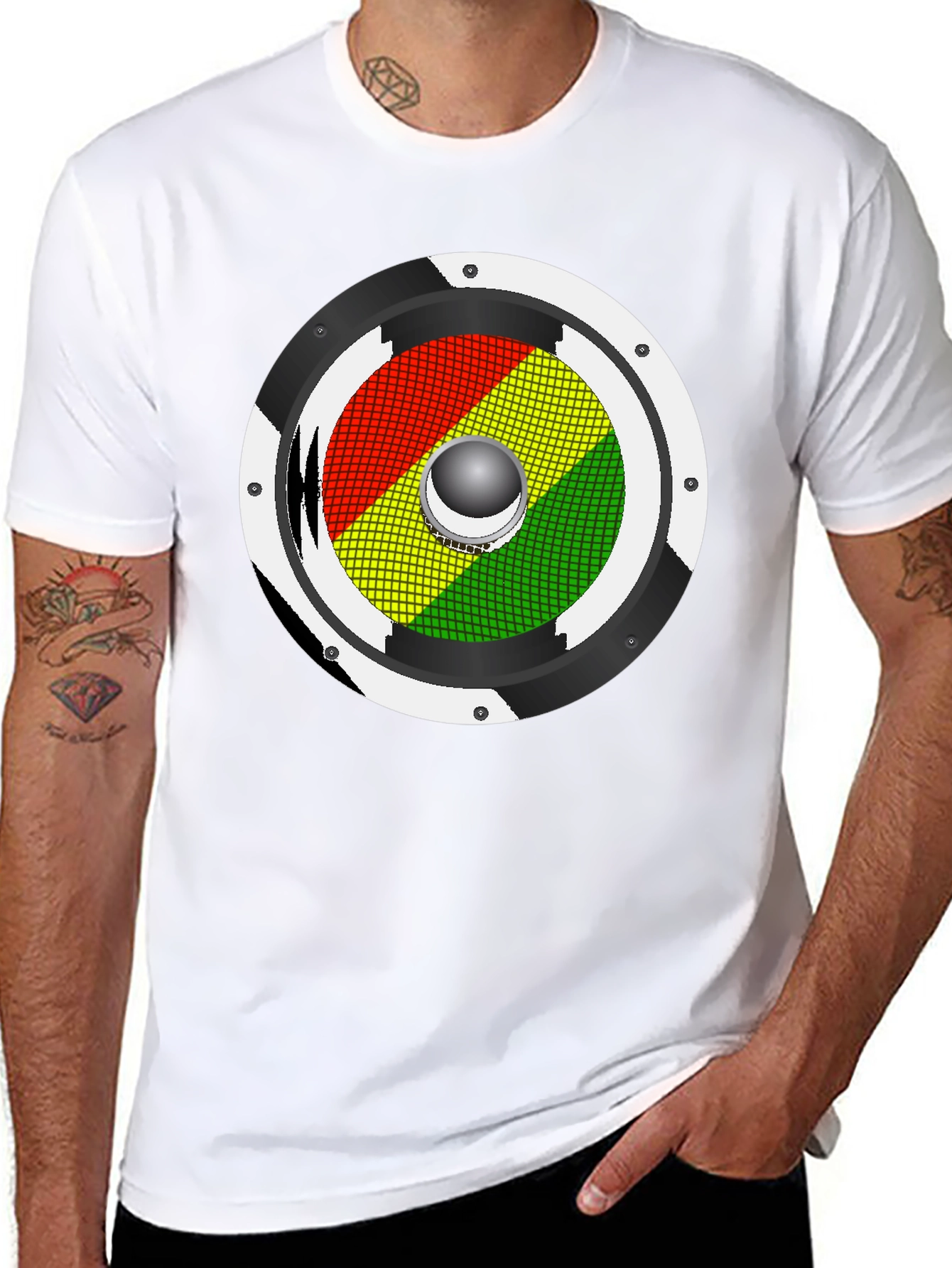Rasta Speaker Graphic Tee - Black Cotton