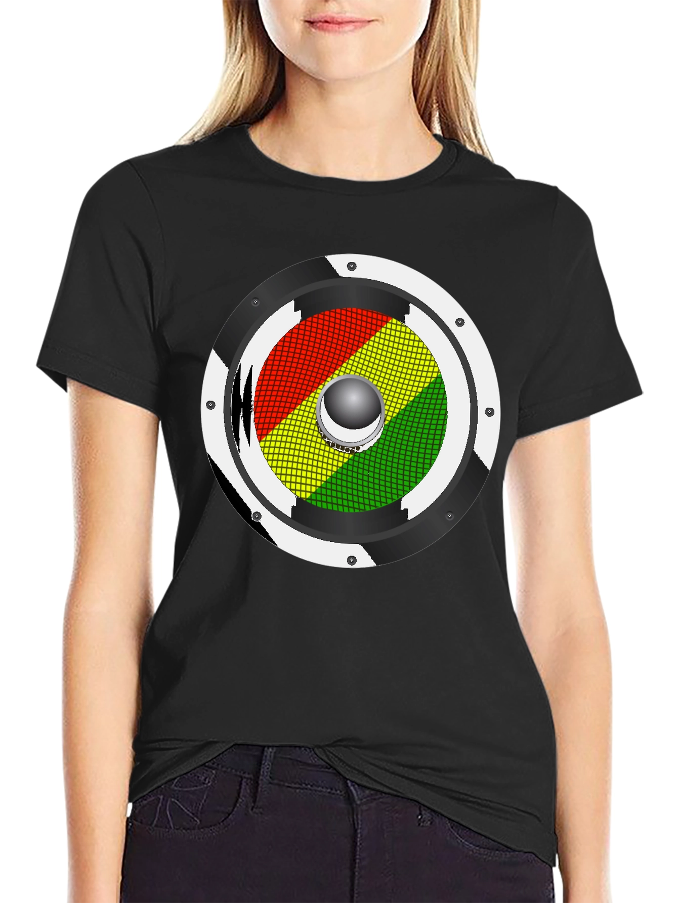 Rasta Speaker Graphic Tee - Black Cotton