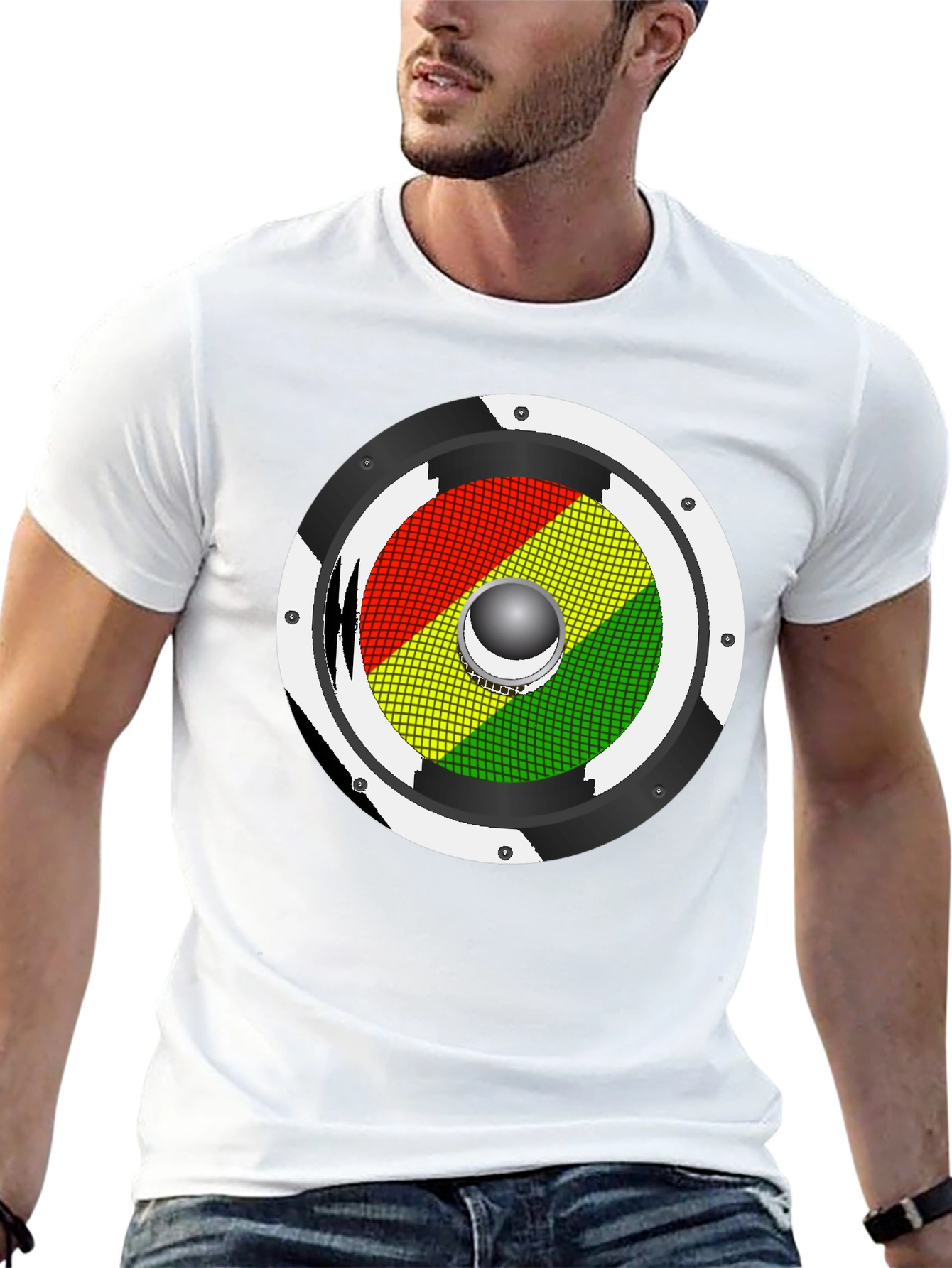 Rasta Speaker Graphic Tee - Black Cotton