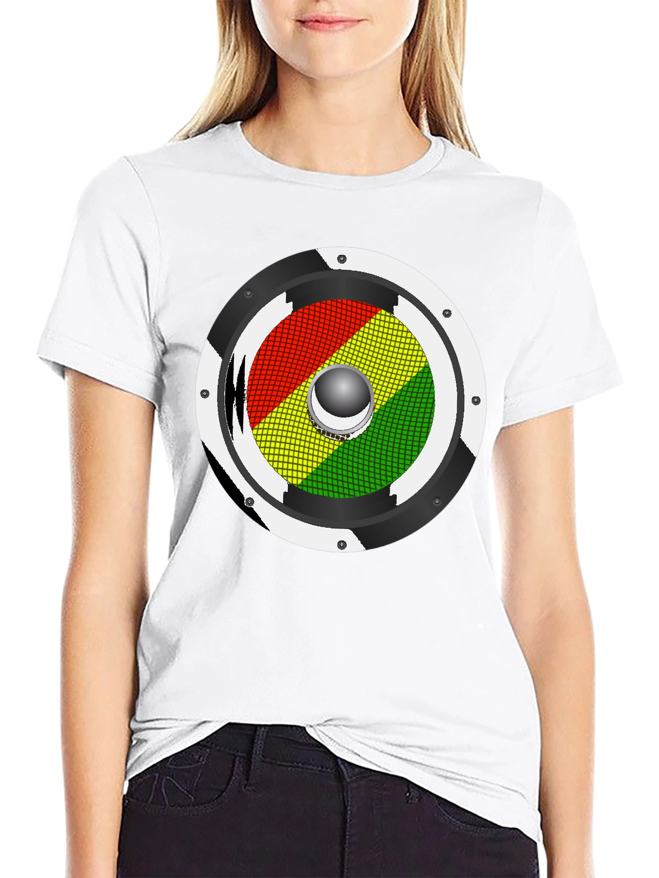 Rasta Speaker Graphic Tee - Black Cotton