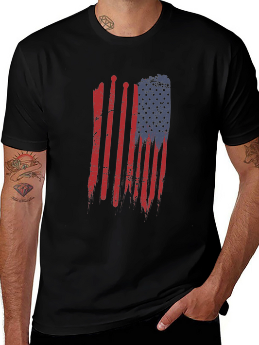 Distressed American Flag Drumsticks Graphic Tee