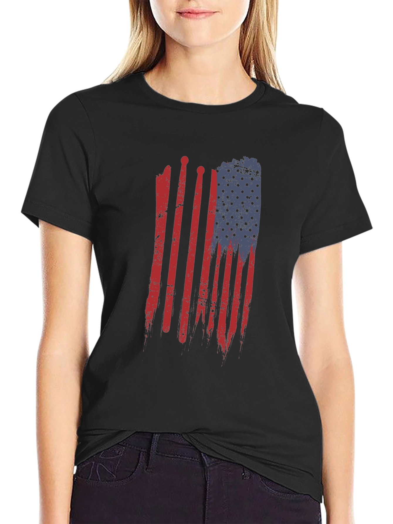 Distressed American Flag Drumsticks Graphic Tee