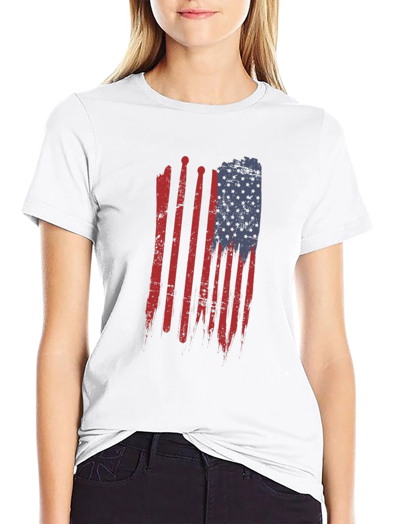 Distressed American Flag Drumsticks Graphic Tee