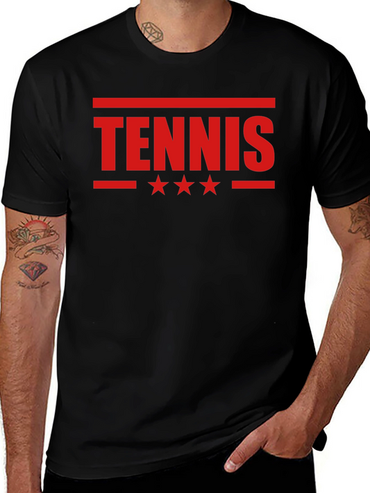 Tennis Star Graphic Tee - Black Cotton T-Shirt