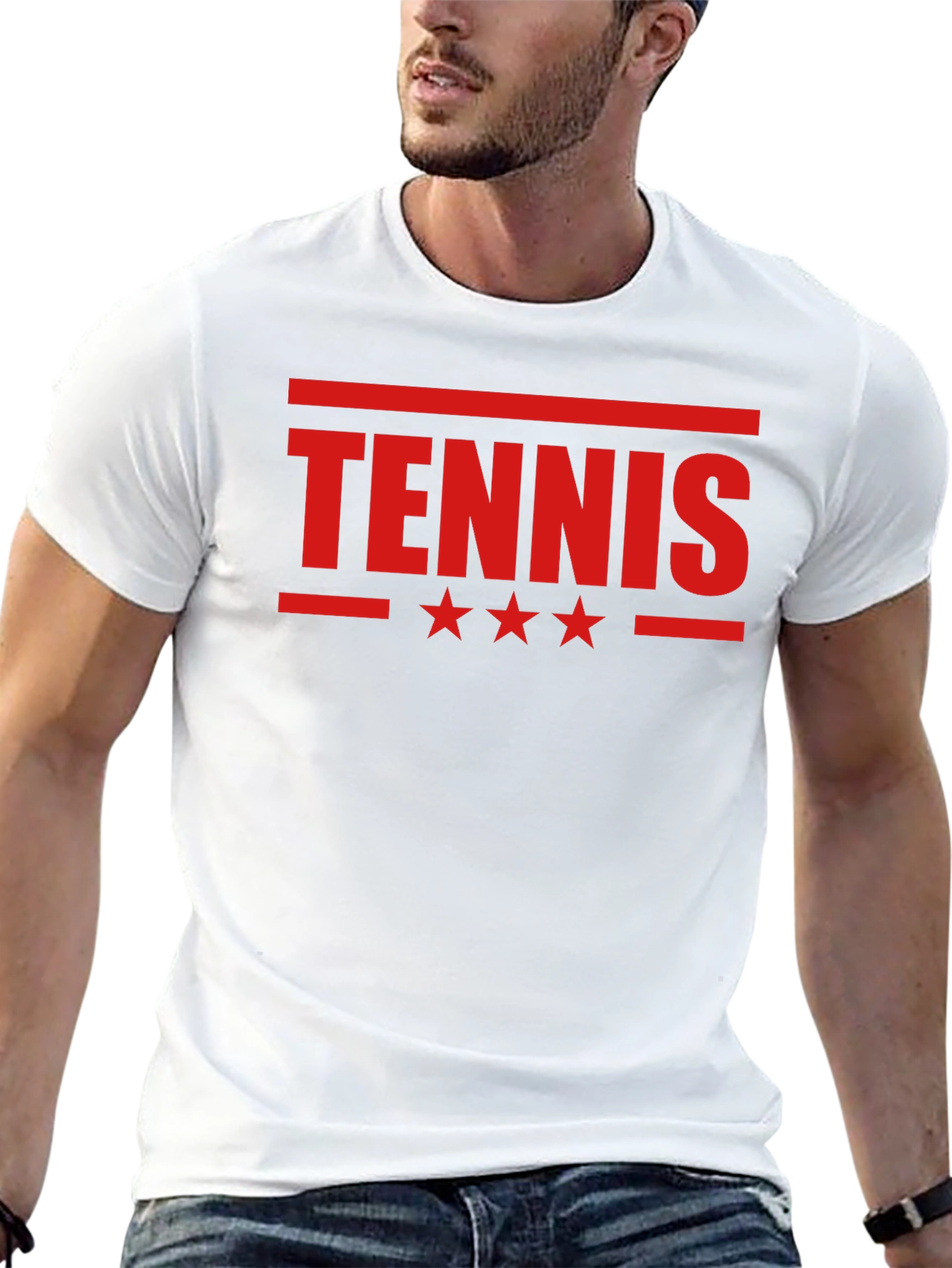 Tennis Star Graphic Tee - Black Cotton T-Shirt