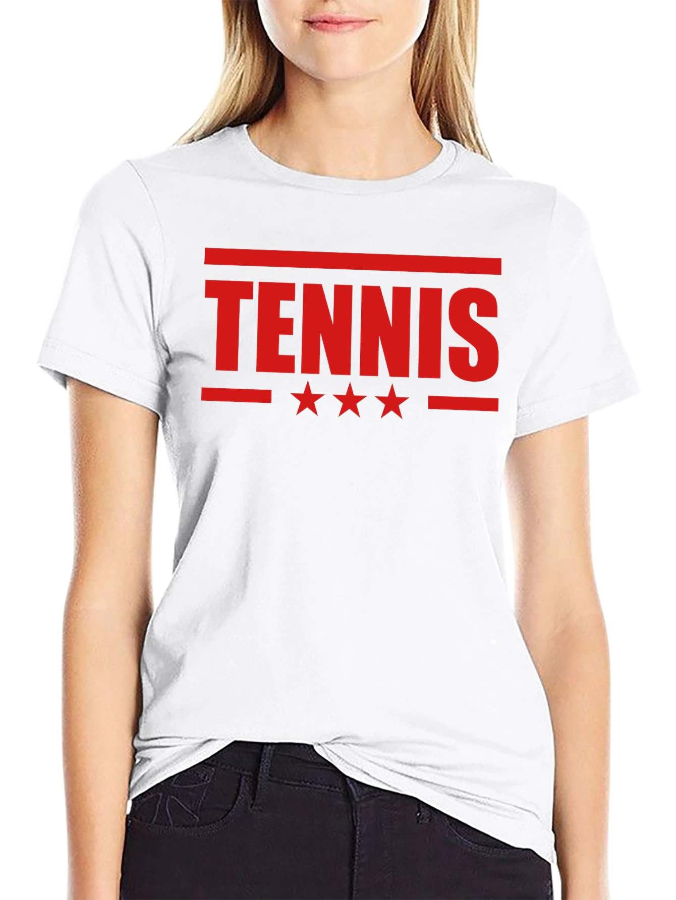Tennis Star Graphic Tee - Black Cotton T-Shirt
