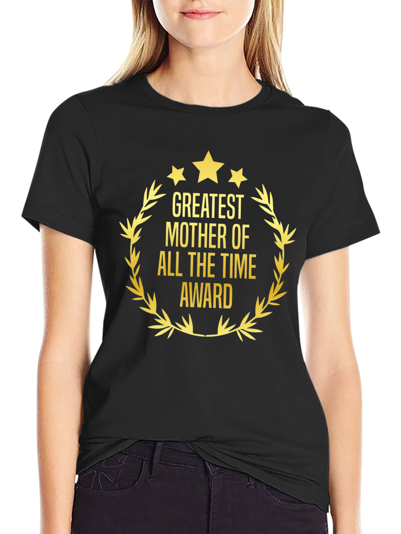 Greatest Mother Award T-Shirt - Black Cotton Tee