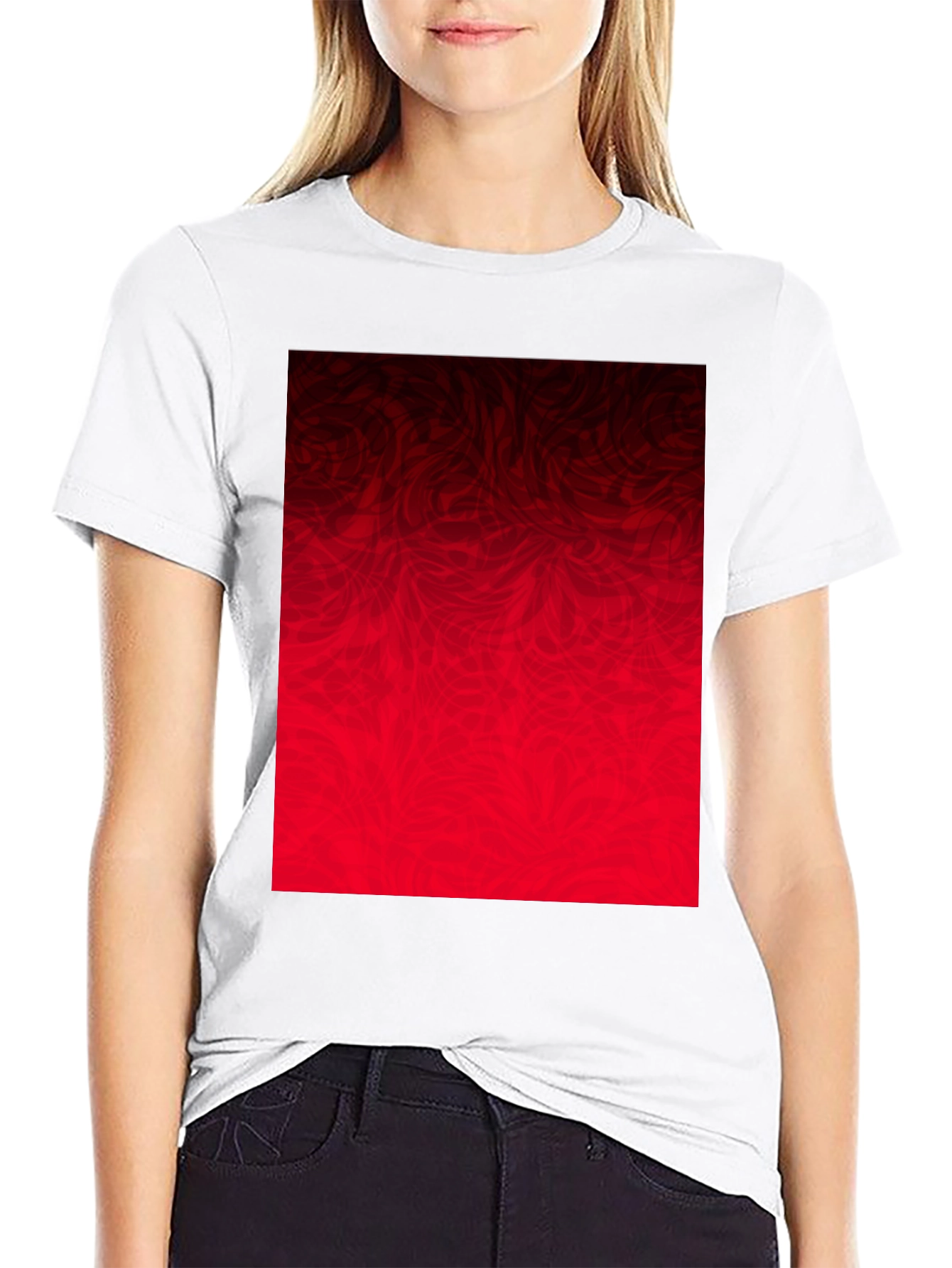 Abstract Red Graphic Print Black T-Shirt